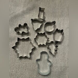 Lot of nine metal Christmas cookie cutters